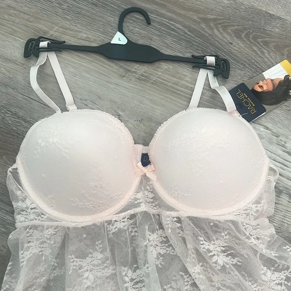 NWT Rachel Roy Light Pink Sheer Lace Lingerie Nightwear - Picture 2 of 7